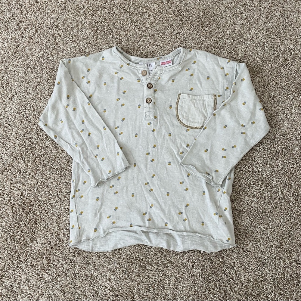 Zara baby boy toddler boy long sleeve henley long sleeve tshirt top 12-18 months